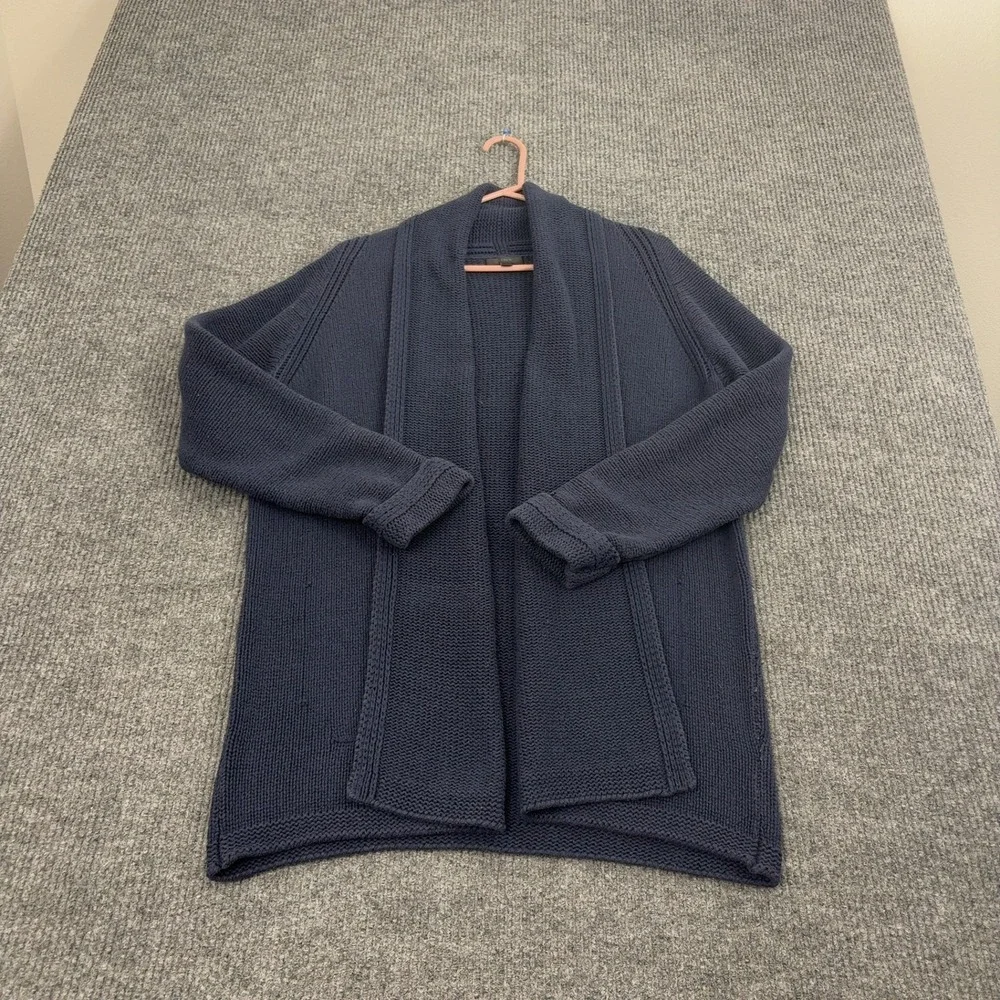 J.Crew Cardigan Womens M‎ Navy Blue Cotton Merino Wool Open Front Shawl Classic